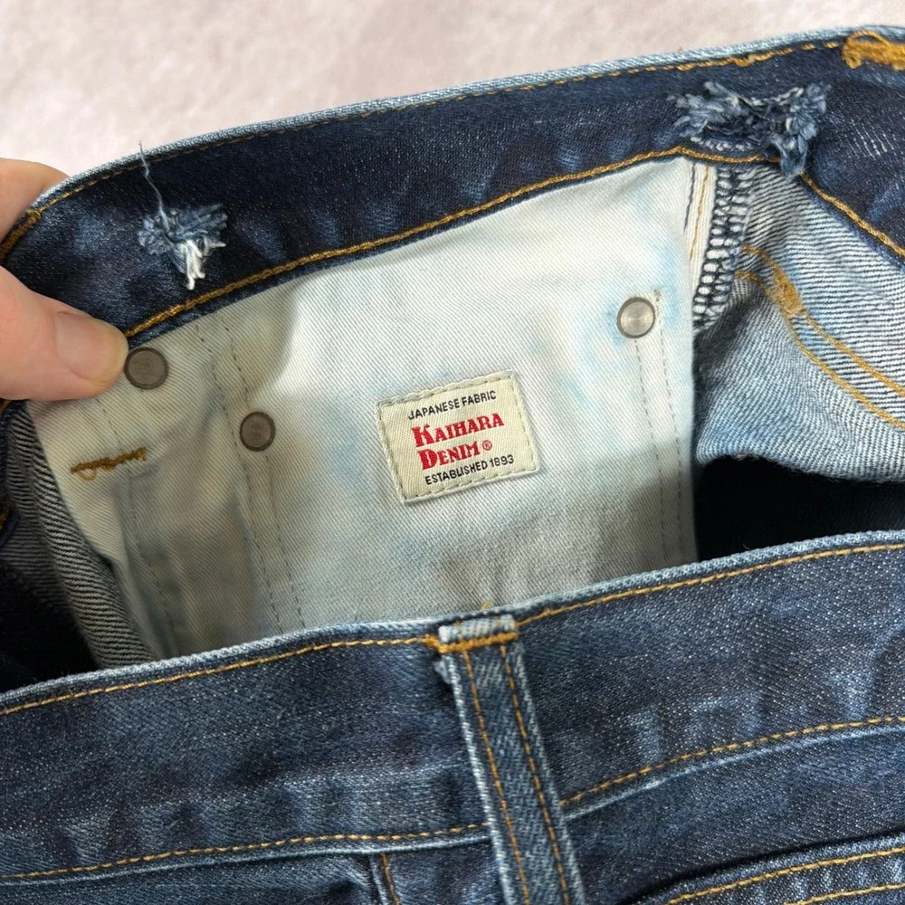 J.Crew 484 Slim‎ Fit Jeans Japanese Kaihara Denim 36x32 Dark Indigo Blue Mens
